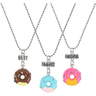 Pulseiras da Amizade 3 Peças, Colares de Melhor Amiga com Pingentes de Donuts e Sorvete, Colares da Amizade para 3 Menin