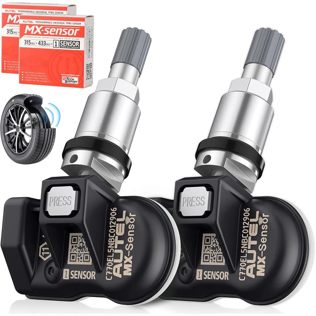 Sensor Autel TPMS MX 315 433Mhz 2 em 1 para Pneus, Nível OE, Press-Release Universal, 100% Programável com a Ferramenta 