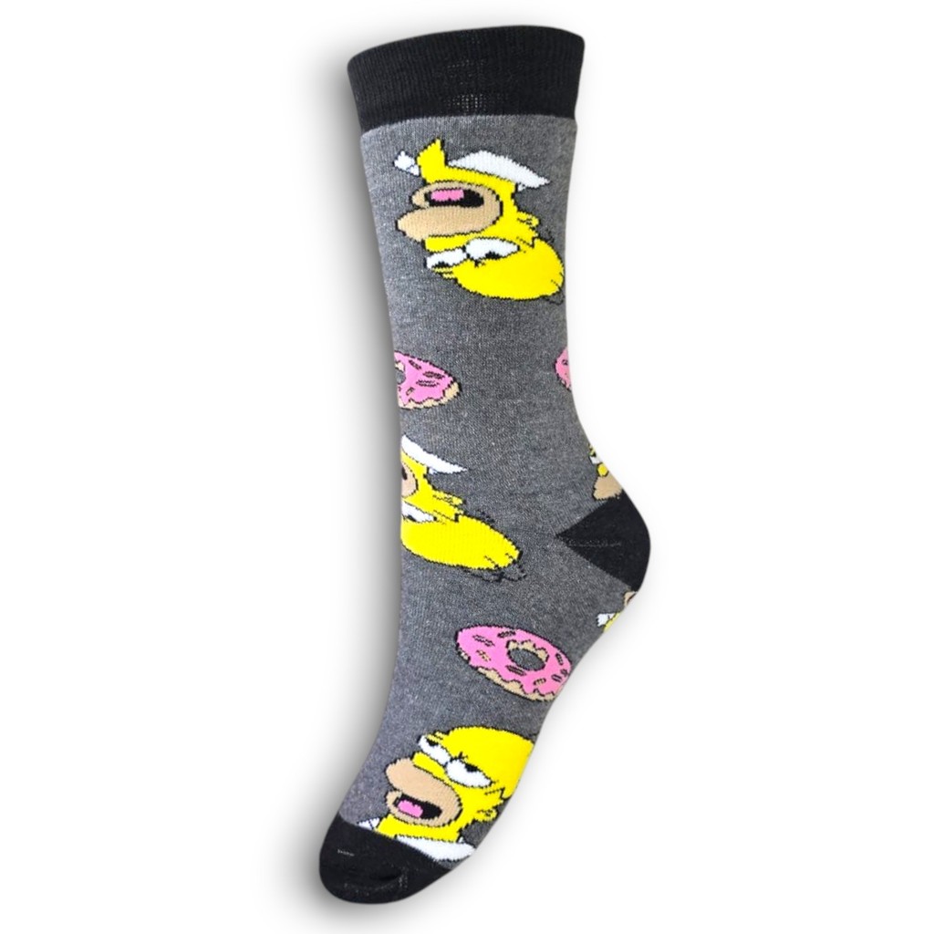 Meia divertida Homer Simpson rosquinha meia tamanho adulto cano médio/alto Simpsons