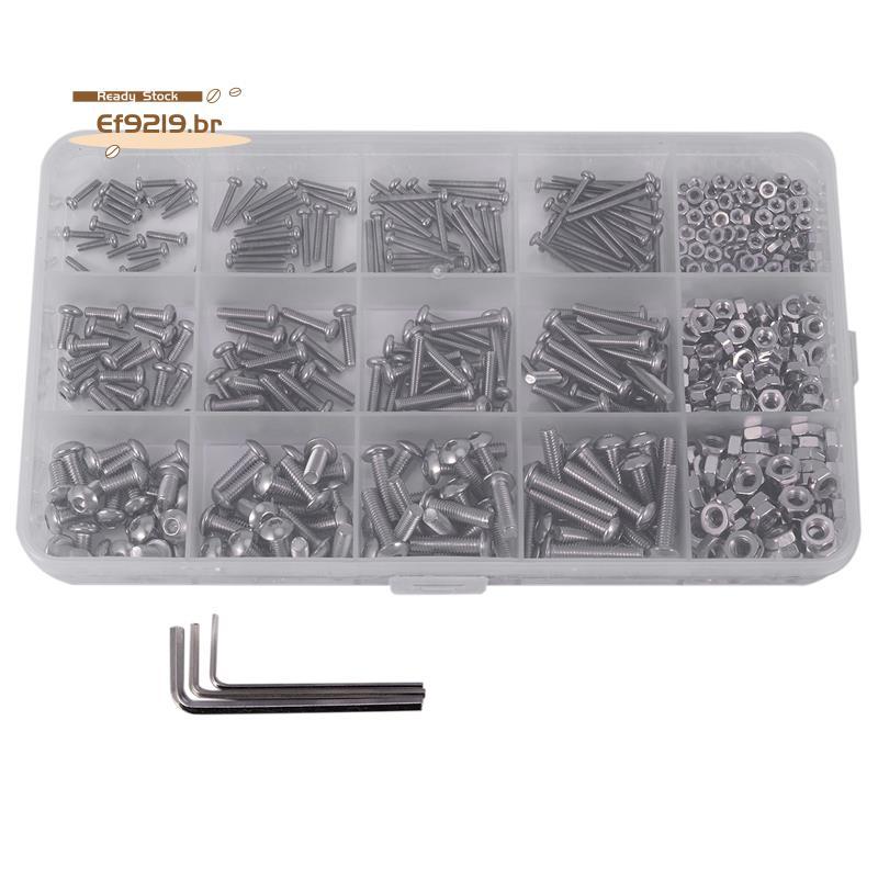 [Oferta Especial E] Kit De Cabeça De Botão De 480 Unidades , 12 Tamanhos Porcas , Aço M2 M3 Sortido , Parafusos Soquete 