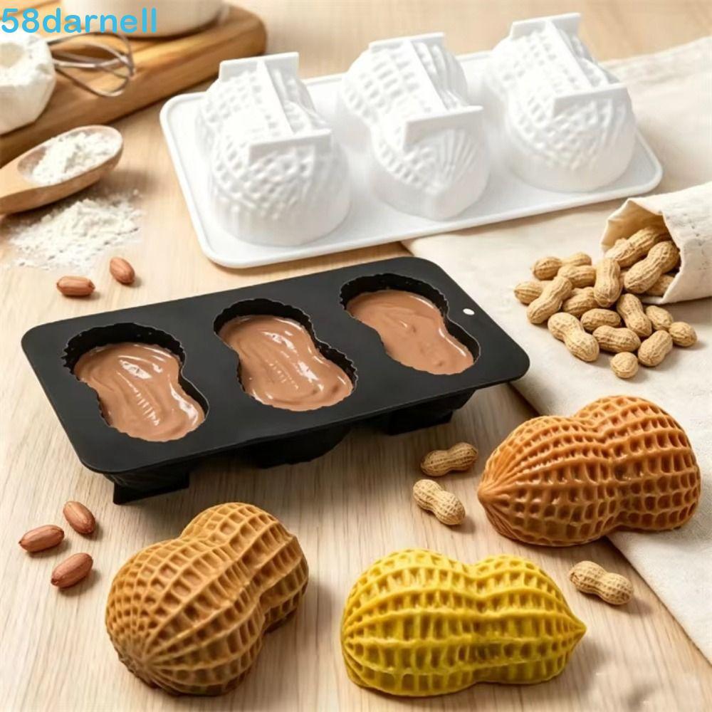 Molde De Silicone De Amendoim DARNELL , Bolo De Mousse De Tamanho De 8 Polegadas E 3 Cavidades Chocolate Em Forma 3D Reu