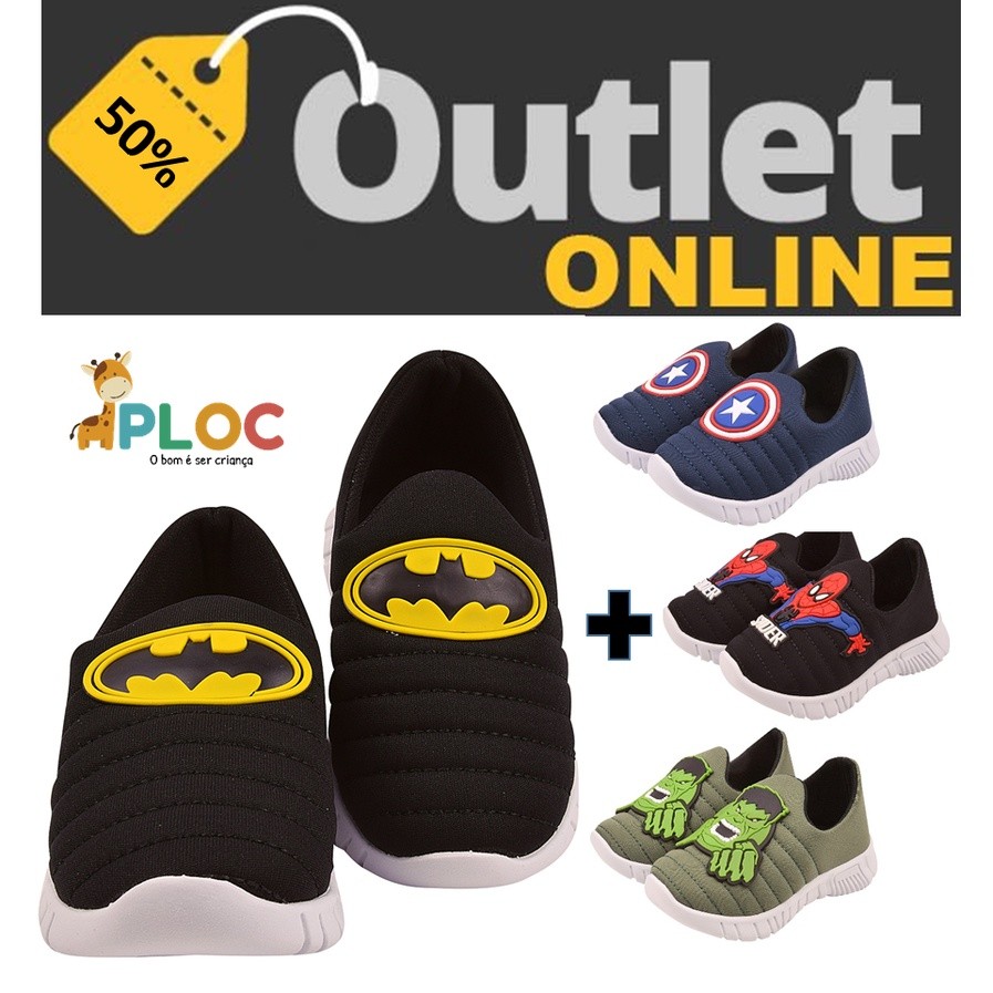 KIT OUTLET 2 PARES TÊNIS P40 PRETO BATMAN BRASÃO + PERSONAGEM ADICIONAL A ESCOLHER
