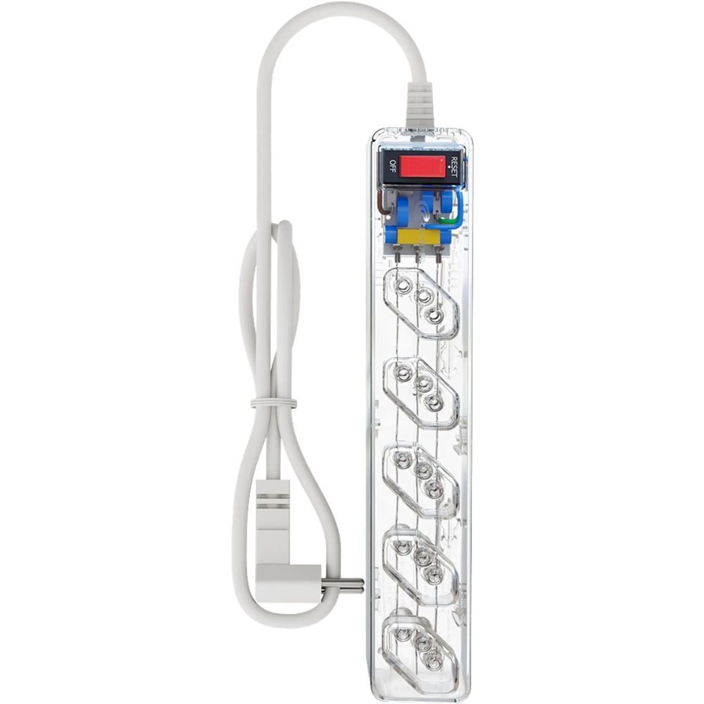 FILTRO DE LINHA DPS 3 PINOS ICLAMPER ENERGIA 5 TOMADAS TRANSPARENTE 023460