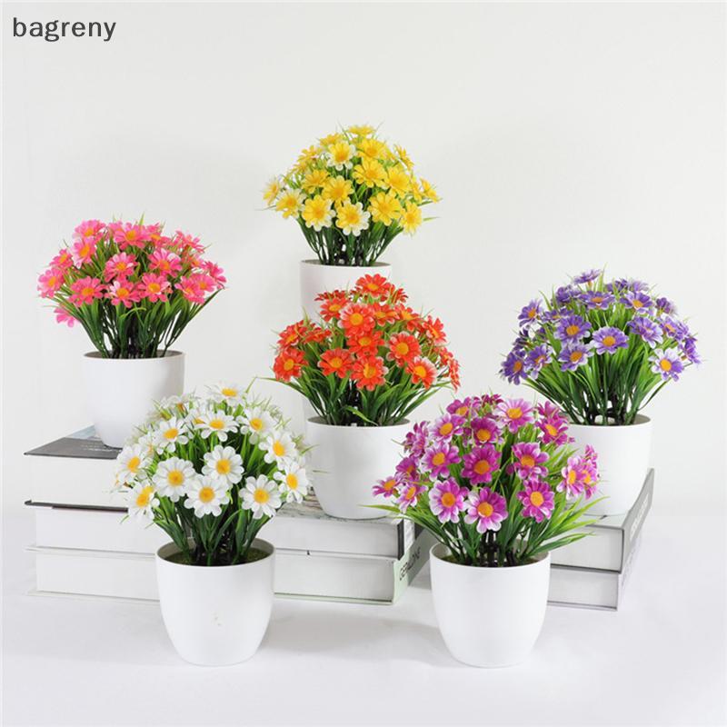 [bagreny] Plástico Margarida Redonda Bonsai Vaso De Girassol Flores Artificiais Com Conjunto Decoração Para Casa De Casa