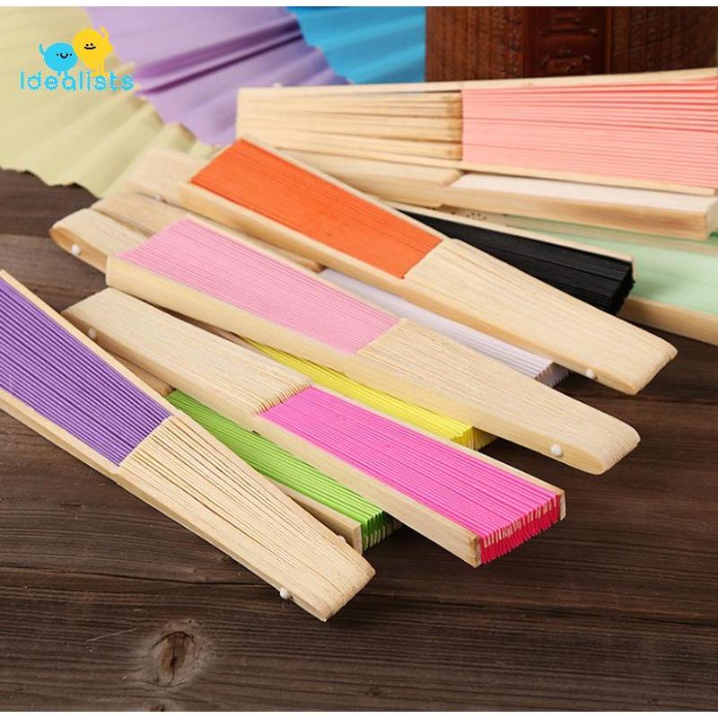 Idealistas Ventilador Dobrável Mão DIY Chinês De Madeira Bambu Antiguidade Agradável
