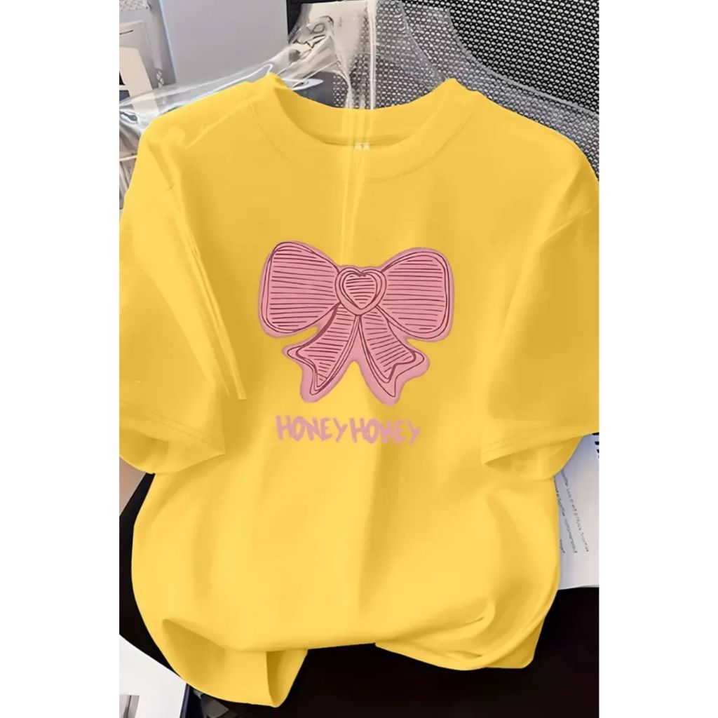 Camiseta Feminina T-Shirt Estampa Laço Super Estilosa Delicada Roupa Confortável 100% Algodão