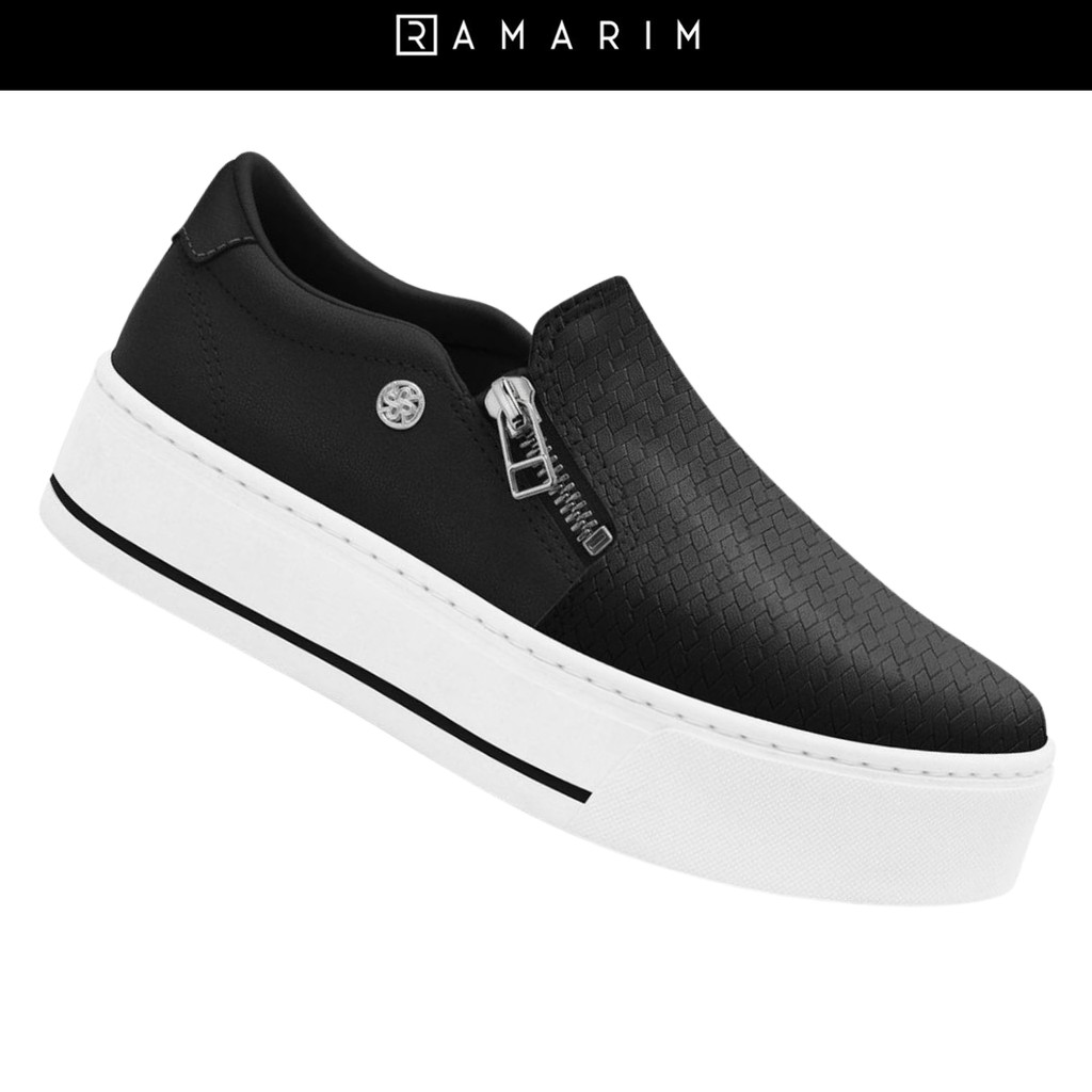 Tênis Feminino Ramarim Slip On Casual Calce Fácil Zíper Plataforma