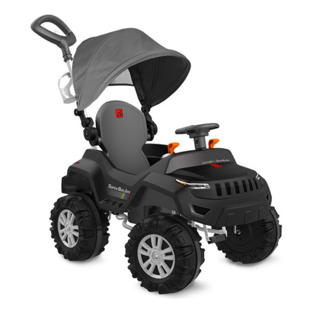 Carrinho Passeio Banjipe Reclinável c/ Capota e Pedal 587 Preto/Cinza | 1 ou 2un