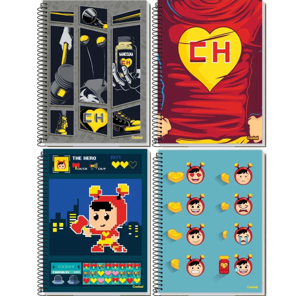 Caderno Espiral Capa Dura - 10x1 - Chapolin Light - 160 Folhas - Credeal