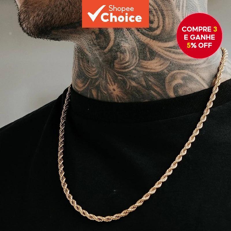 Colar De Corrente De Corda Moderno – Joias De Aço Inoxidável Estilo Hip Hop Para Homens E Mulheres
