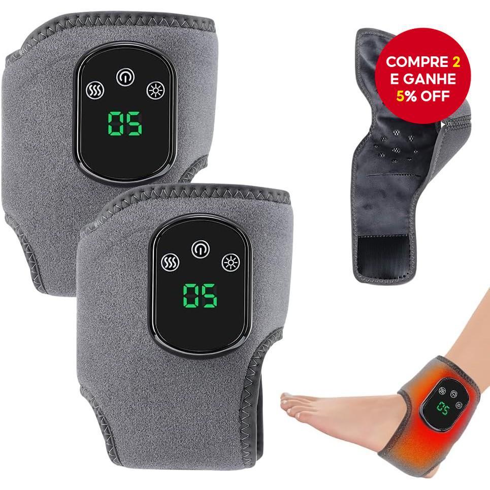 2 peças Massageador Elétrico 3 em 1 para Pés com Aquecimento, Vibração, Terapia de Luz Vermelha, Controle Inteligente