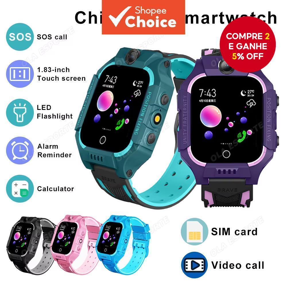 Relógio Inteligente Infantil com Chip de Celular, Câmera, Chamada de Vídeo, Lanterna, À Prova D'água, Relógio Infantil