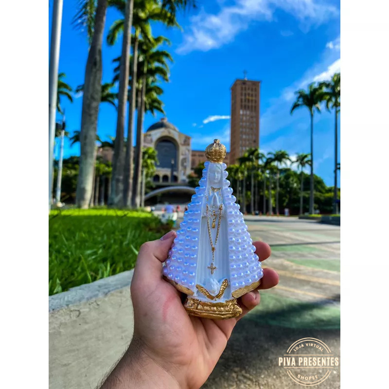 Nossa Senhora Aparecida Pérola 15cm para Decoração, Presente, Casamento, Batizado, Lembrancinha