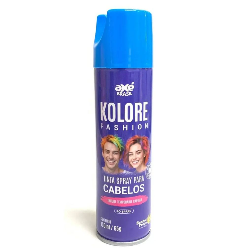 Spray Tinta Temporária Azul Para Cabelo 150ml - Axé Brasil