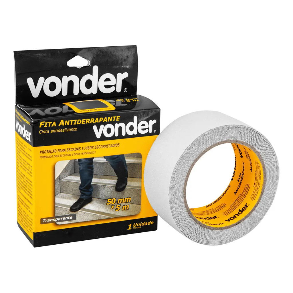 Fita Antiderrapante Lixa Transparente Piso 5m X 50mm Vonder