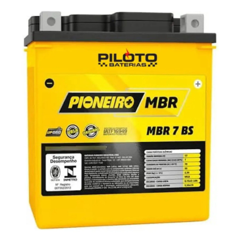 Bateria Pioneiro Moto 7ah Xtz 250 Lander Cb300 Falcon Fazer 250 — imagem 2 de 2