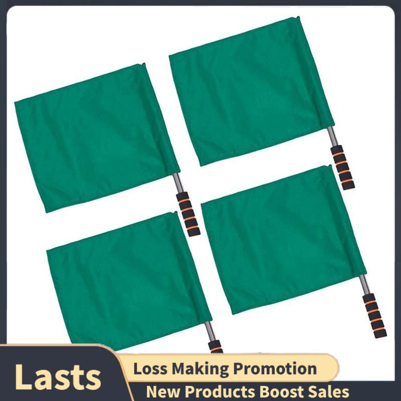 Bandeira De Árbitro Esportivo Verde , 4 Peças , Pista E Campo , Evento , Gol De Futebol Portador , Alça De Esponja , Fác
