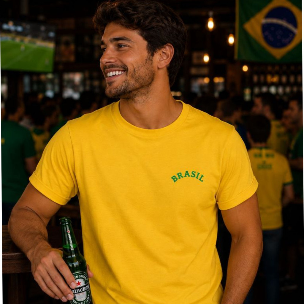 Camisa do Brasil Blusa Camiseta Verde Brasil Masculina Camiseta Blusa 100% Algodão Torcedor Copa Futebol