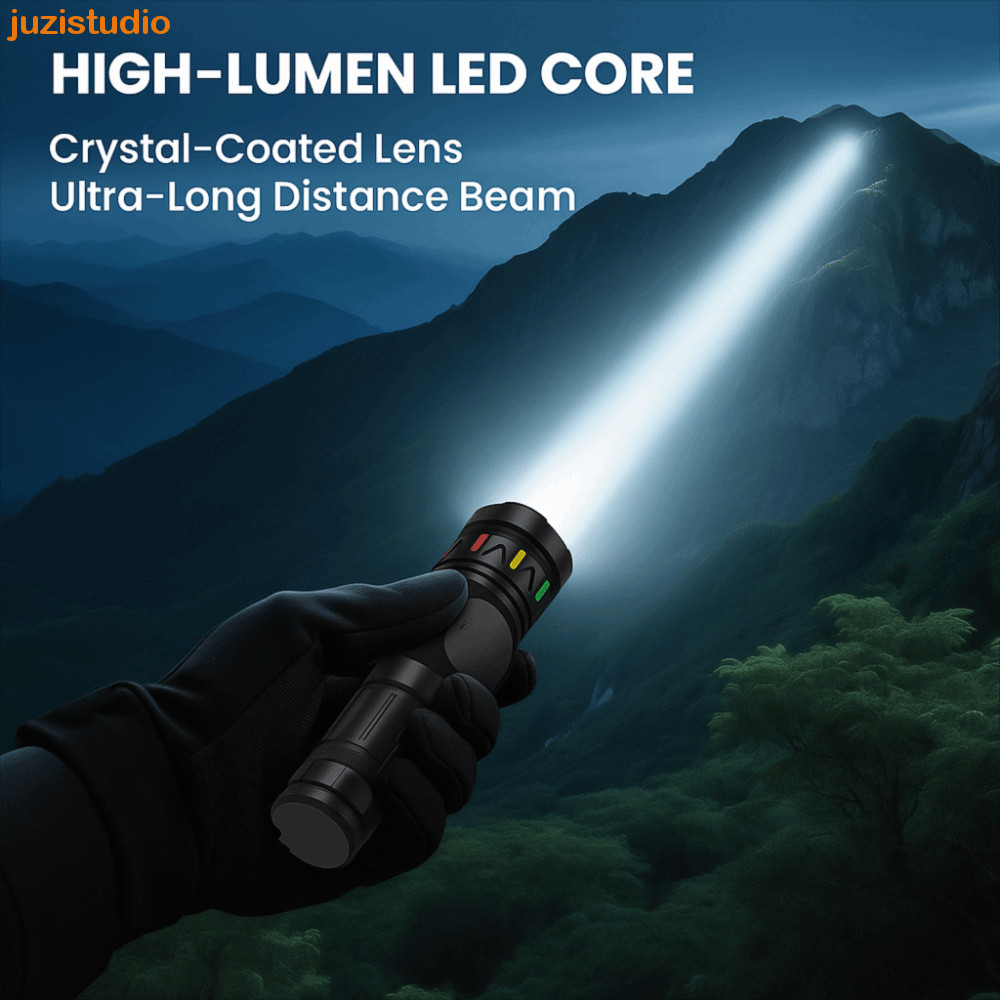 Luz De Acampamento JUZISTUDIO , Lanterna LED À Prova D'água , Holofote Com Zoom E Iluminação Portátil