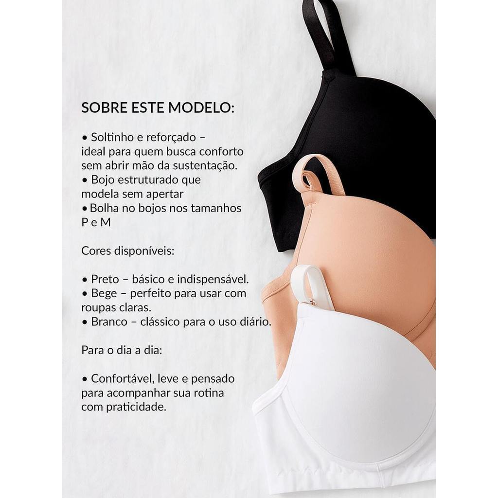 Kit Sutiã 3/2/1 Reforçado De Microfibra Com Bojo e Alça Ajustável / Confortável Versátil