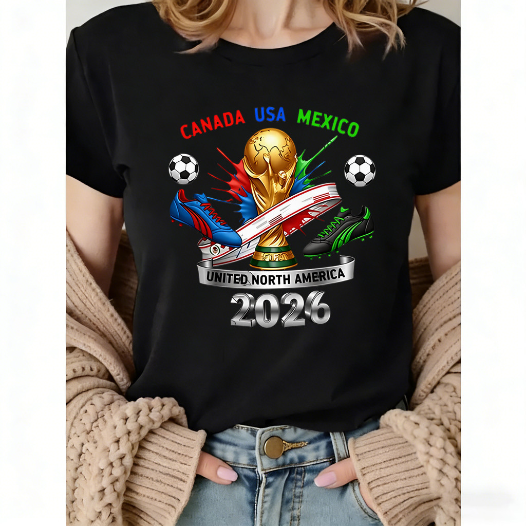 Camiseta De Futebol 2026 Copa Do Mundo Canadá Usa México, Com Design Comemorativo, Camiseta Oficial, Tamanhos Para Adult