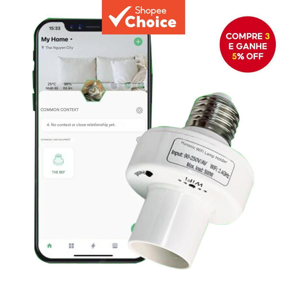 Transforme suas lâmpadas comuns em lâmpadas inteligentes com os soquetes WiFi Hunonic, controláveis remotamente via