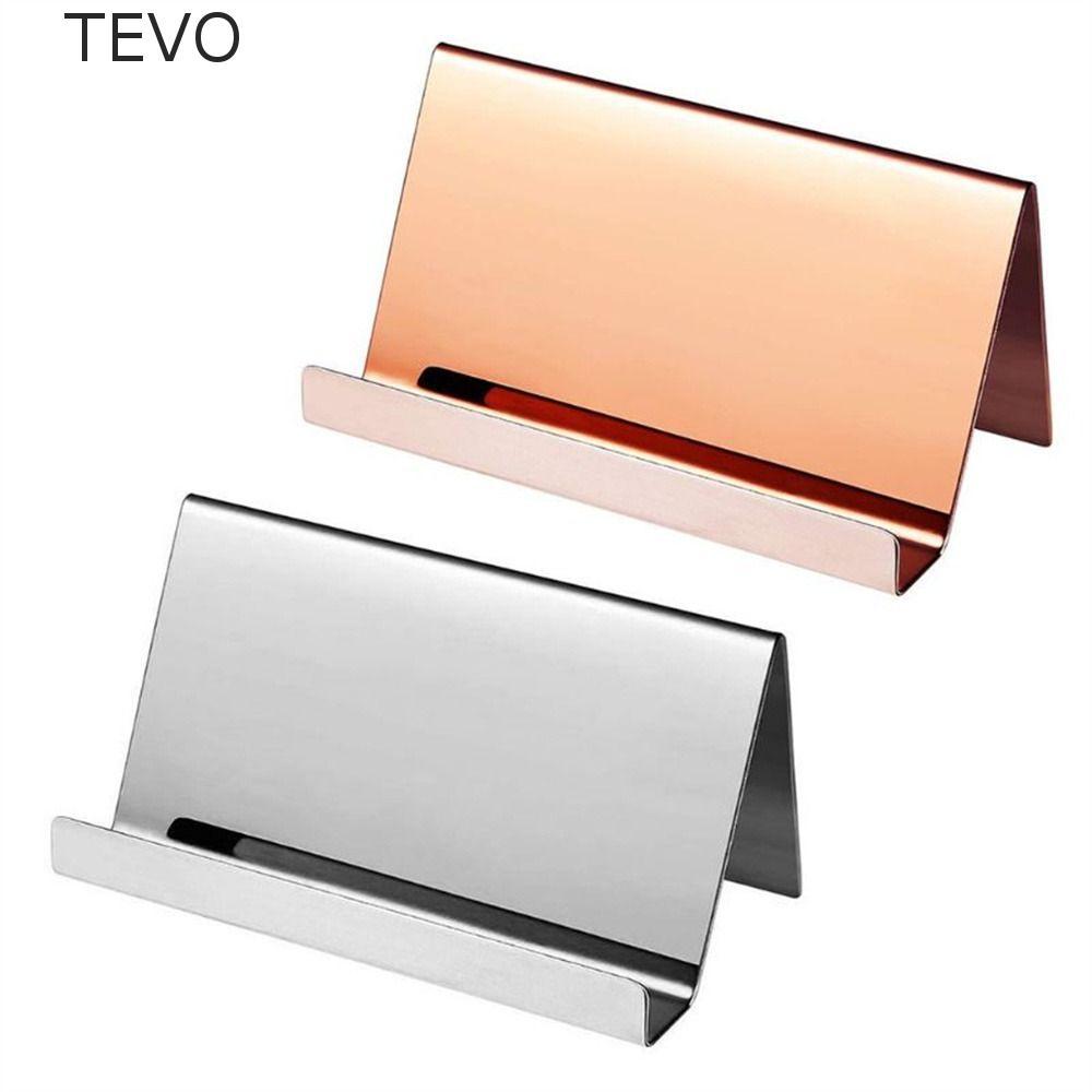 TEVO Name Tag Display Rack Escritório Suppiles Desktop Suporte De Exibição De Cartão De Nome De Metal Em Aço Inoxidável