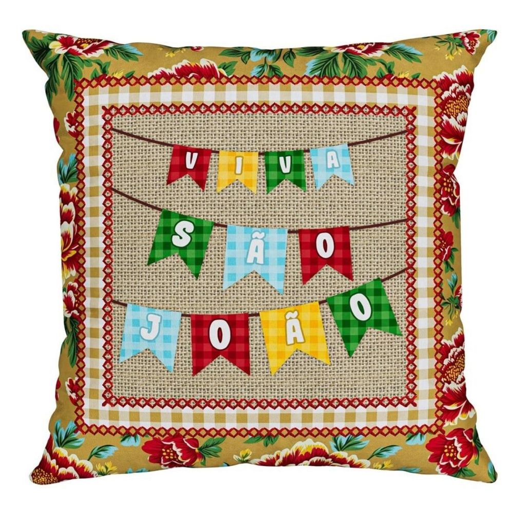 Capa De Almofada São João Bandeirinhas 312 43x43cm Belchior