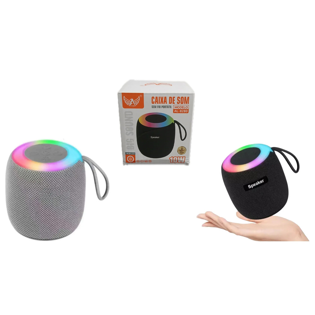 Caixa De Som Portátil Bluetooth Al-8280 Com Iluminação Rgb - Altomex