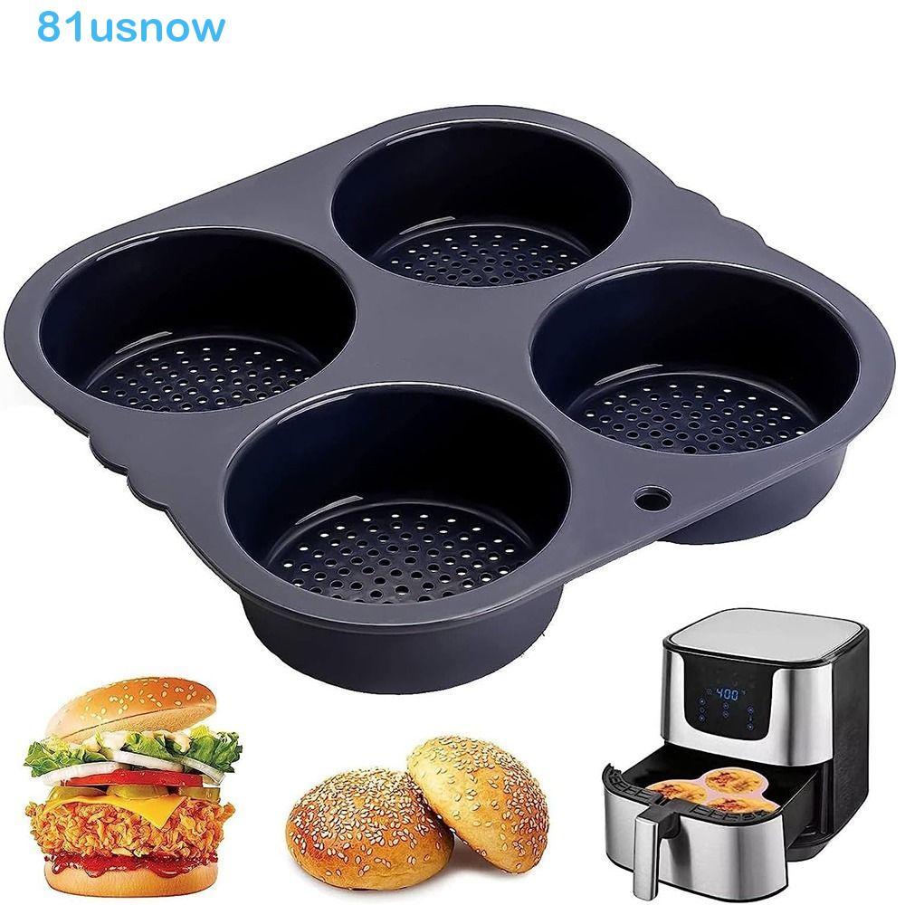 Molde De Pão De Hambúrguer USNOW1 , Forma Silicone Com 4/6/8 Cavidades , Bandeja De Cozimento Antiaderente Perfurada De