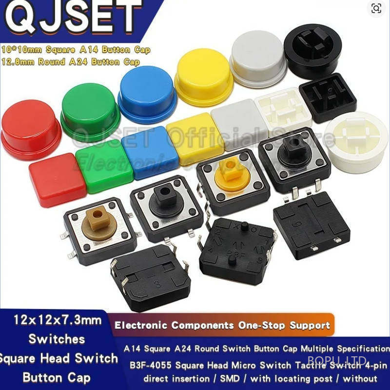 100 Peças 12X12MM Módulo De Botão Chave Grande Interruptor De Toque De Luz Com Chapéu Saída De Alto Nível 12 * 7.3mm Tam