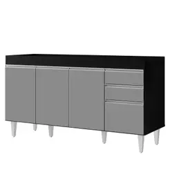 Balcão Gabinete para pia sem Tampo 150cm Marrocos Preto/Cinza - Lumil