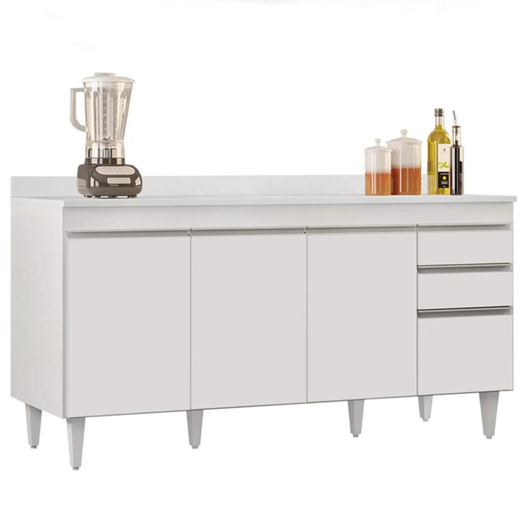 Balcão Gabinete para Pia com Tampo 160cm Arkansas Branco - Lumil