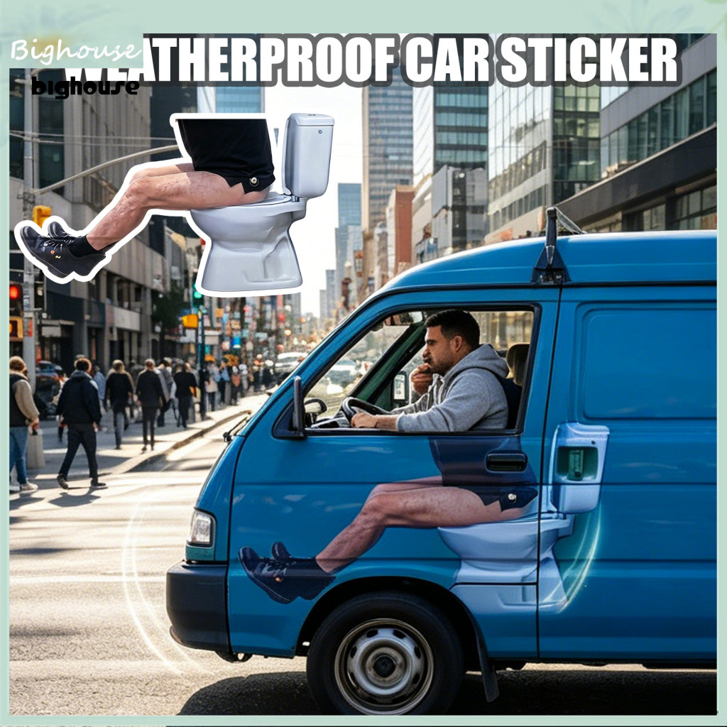 Funny Toilet Theme Car Sticker Waterproof Bathroom Vinyl Decal for Bumper Window Truck Suv Durable Prank Perfect for Sou
