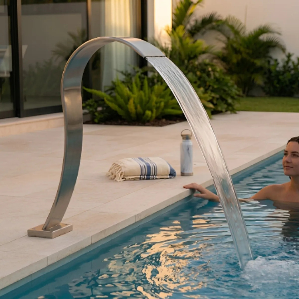 Cascata Slim 70x7cm Piscina Aço Inox Escovado