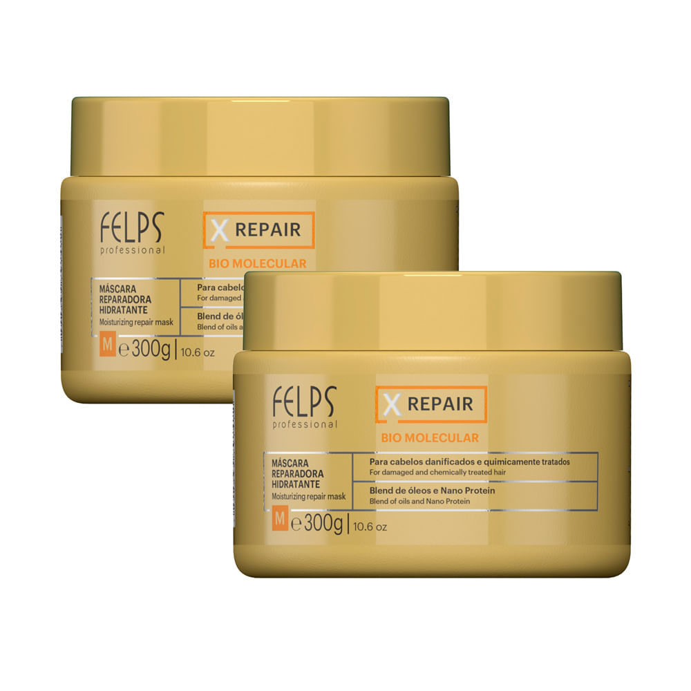 Kit 2 Máscara Reparadora Hidratante Felps Professional X Repair Bio Molecular 300g