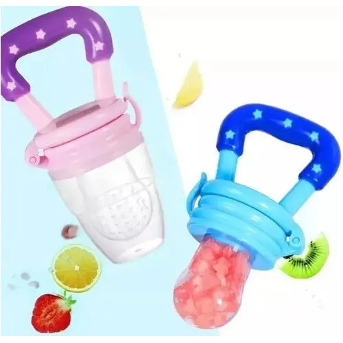Alimentador Infantil Chupeta Frutas Bebê Silicone Mordedor Cor Pink Tamanho 6.5cm X 11cm