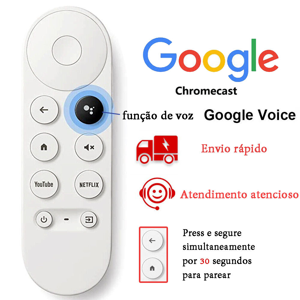Controle Remoto Universal de Voz para TV Inteligente Google Chromecast 4K G9N9N/GA01409-US