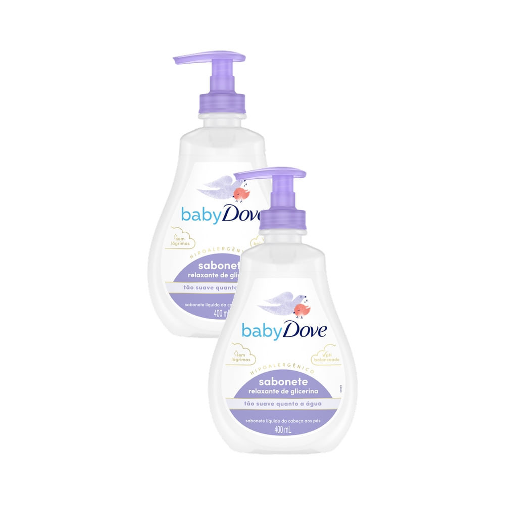Kit 2 Sabonete Líquido Relaxante de Glicerina Baby Dove Hora de Dormir 400ml