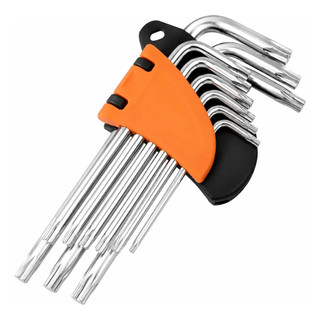 Jogo Kit De Chave Allen Torx Estrela Curta 9 Peças
