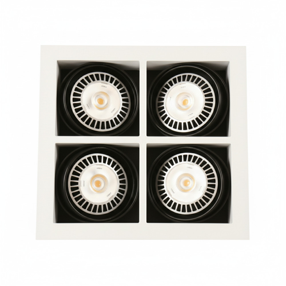 Spot Embutir Quadruplo 360º Orbital PAR30 Technic 30x30x13,5cm - D&D Iluminação EM-375-2 Branco/Preto