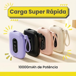 Carrega Super Rápido Power Bank De 10000 MAh Com USB Universal‌, Compacto, Portátil E Com…