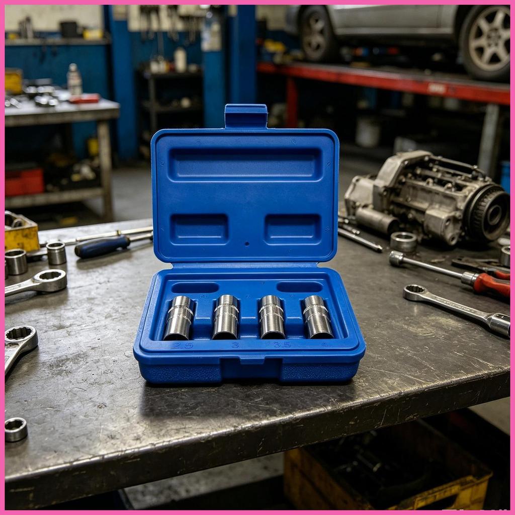 Conjunto Extrator De Parafuso 4 Peças 1/4 Polegada Universal Removedor Soquete Para Carro Danificado Mecânica Automotiva