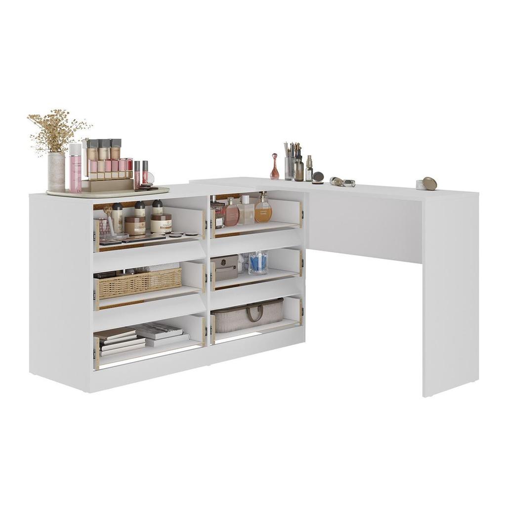 Mesa de Manicure Profissional de Canto em L com 6 Gavetas Organize Multimóveis MP6068 · foto 2