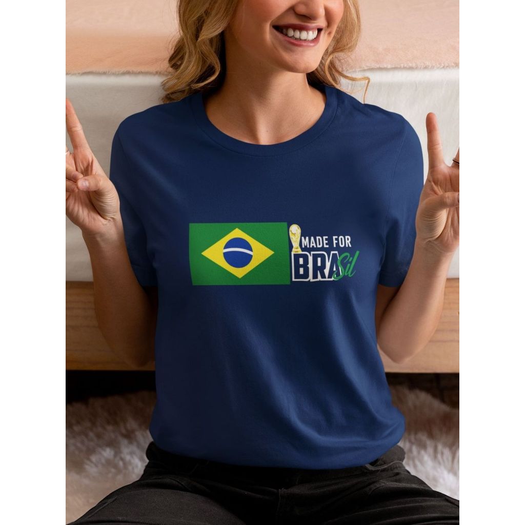 Camiseta Uniseex  Brasil Copa do Mundo | Made For Brasil Seleção Brasileira Torcedora Futebol 100% Algodão Premium