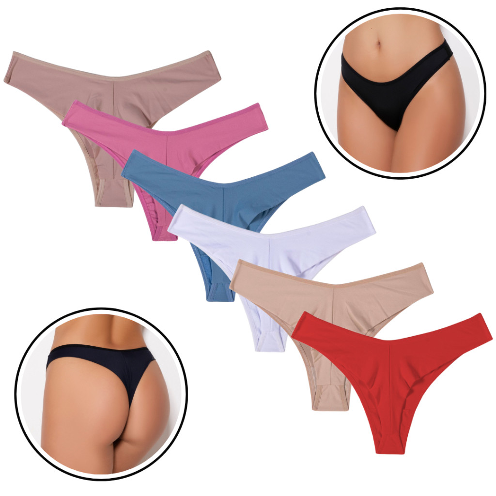 Kit 10 Calcinha Feminina Fio Duplo MICROFIBRA Levanta Bumbum Fio Dental Adulto