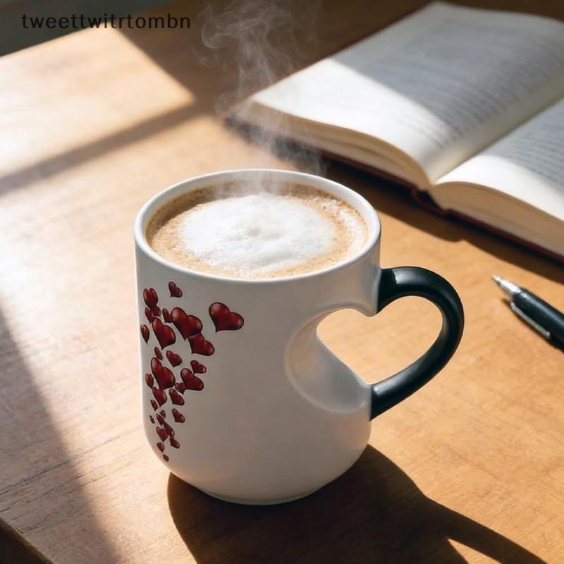 Tweettwittwitrtwitbr Caneca De Cerâmica Mágica Que Muda De Cor Em Forma De Coração Xícara De Café Engraçada Com Alça Rev