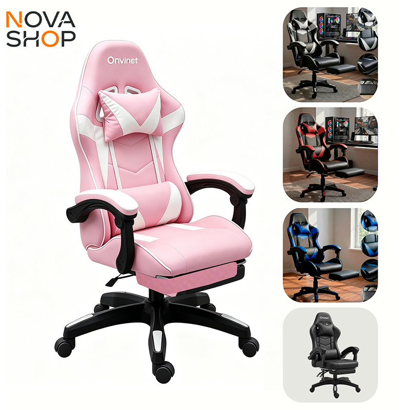 Cadeira Gamer Giratória Ergonômica Reclinável com Apoio de Pés, Conforto para Jogos e Trabalho