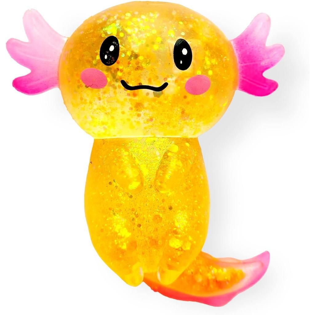 Brinquedo Antiestresse Squishy de Axolote, Brinquedos Fidget com Glitter, Brinquedo Fofo de Axolote em Forma de Açúcar d