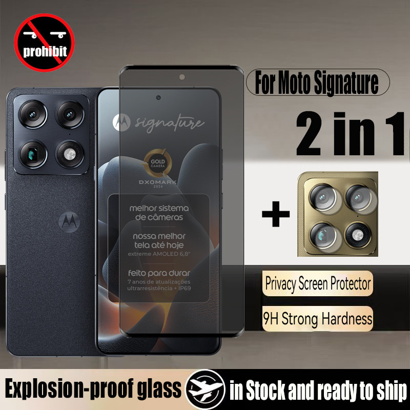 Película De Privacidade De Vidro Temperado Moto Signature 2 Em 1 Para Motorola Edge 70 Pro Fusion+ Fusion Plus 5G